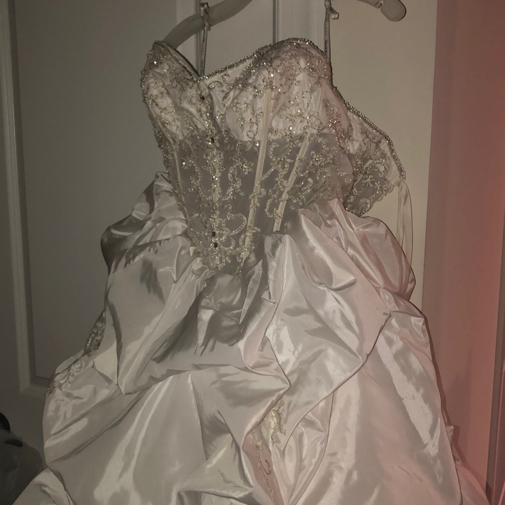 White bridal dress long train